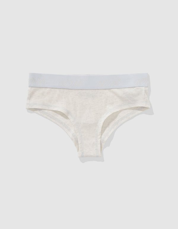 Panty Cheeky en Algodón Canalé con Logo Superchill de Aerie - Blanco