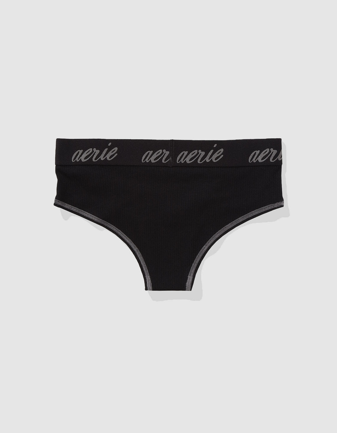 Panty Cheeky en Algodón Canalé con Logo Superchill de Aerie - Negro 7442_8211_073_b