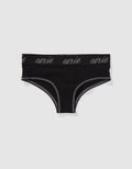 Panty Cheeky en Algodón Canalé con Logo Superchill de Aerie - Negro 7442_8211_073_f