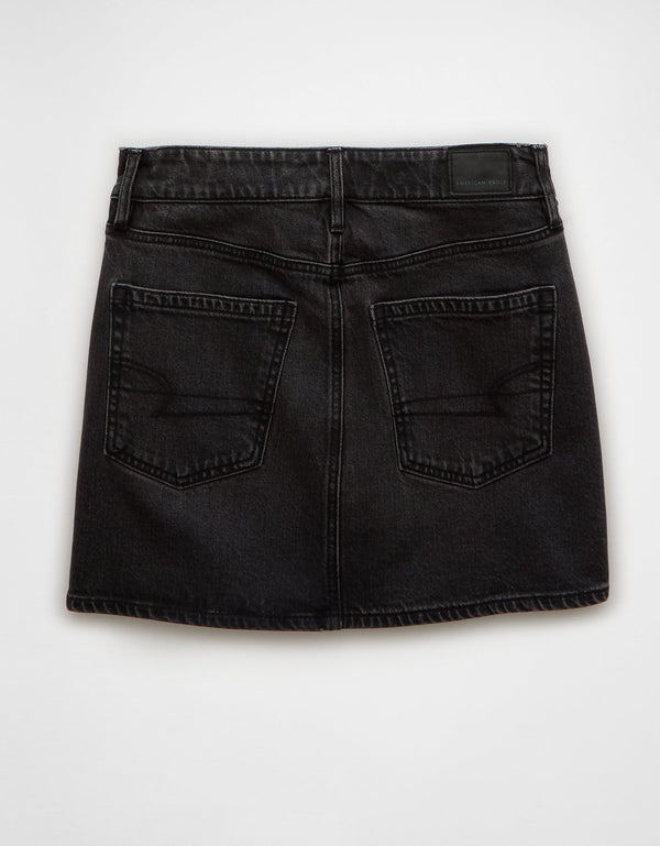 Falda Mini en Denim Flex de Tiro Alto para Mujer - Negro