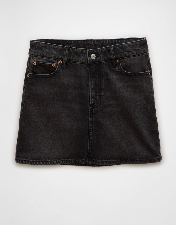 Falda Mini en Denim Flex de Tiro Alto para Mujer - Negro