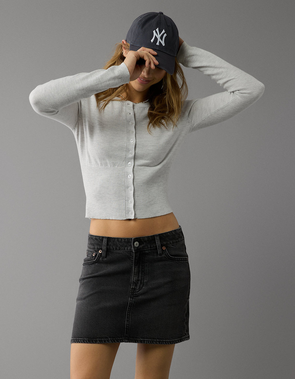 Falda Mini en Denim Flex de Tiro Alto para Mujer - Negro 8332_5097_001_os