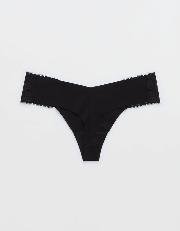 Tanga de encaje Mujer Aerie - Negro