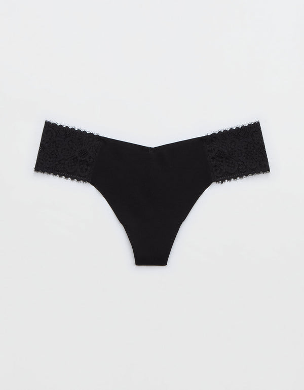 Tanga de encaje Mujer Aerie - Negro