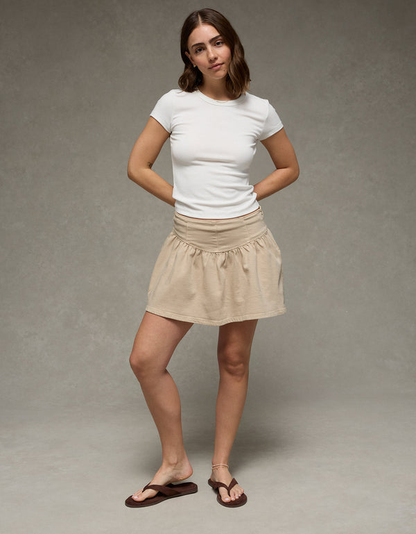 Falda pantalón mini de cintura alta Ae Stretch - Beige